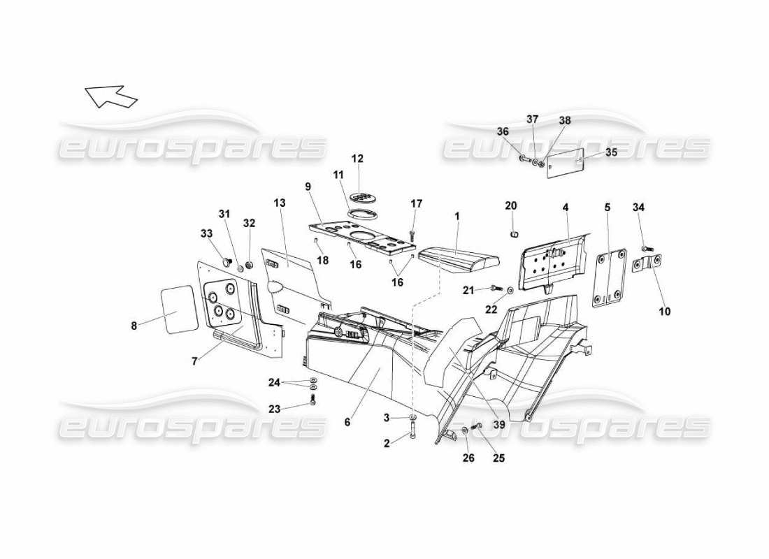 lamborghini murcielago lp670 tunnel part diagram