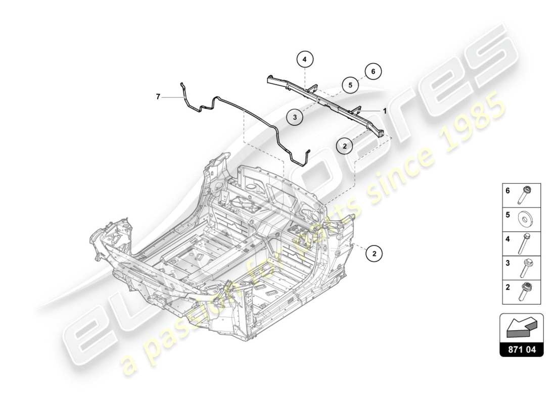 lamborghini lp610-4 spyder (2019) cross member rear part diagram