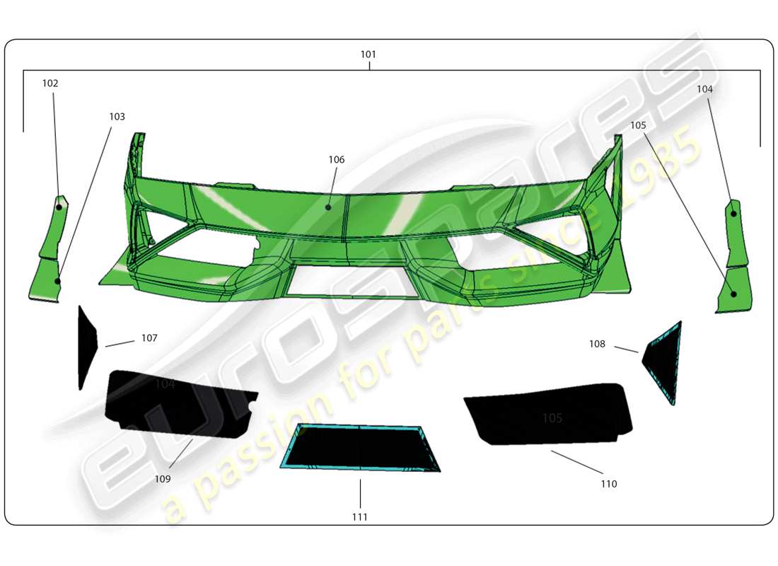 lamborghini super trofeo (2009-2014) front bumper part diagram