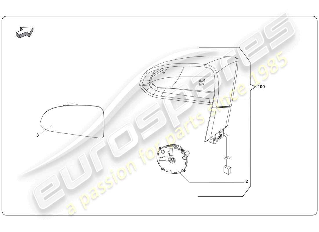 lamborghini super trofeo (2009-2014) exterior rearview mirror part diagram