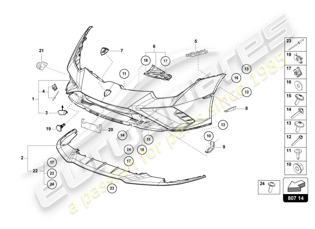 lamborghini evo spyder 2wd (2020) bumper part diagram