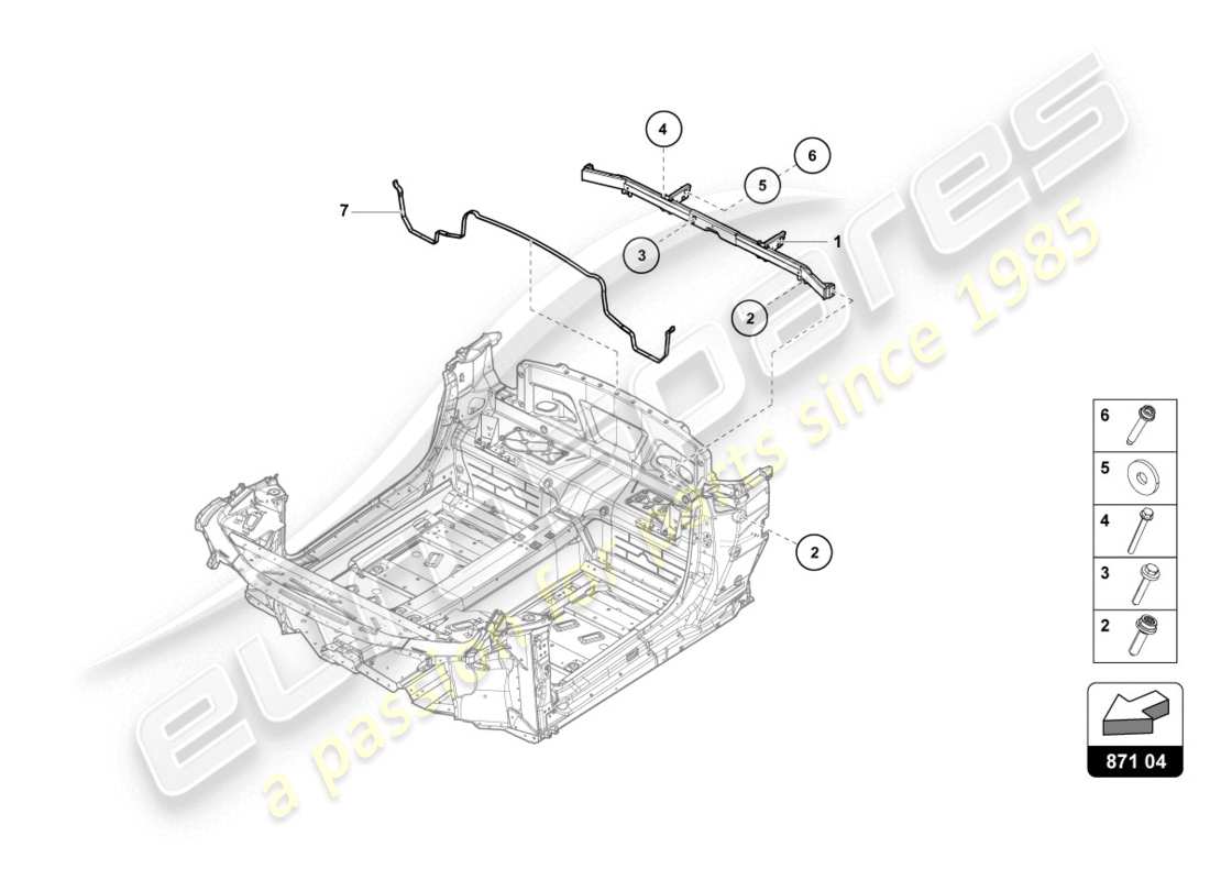 lamborghini evo spyder 2wd (2020) cross member part diagram