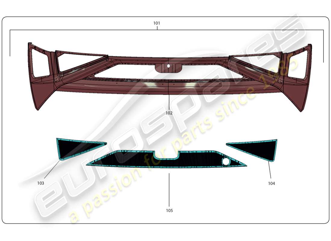 lamborghini super trofeo (2009-2014) rear bumper part diagram