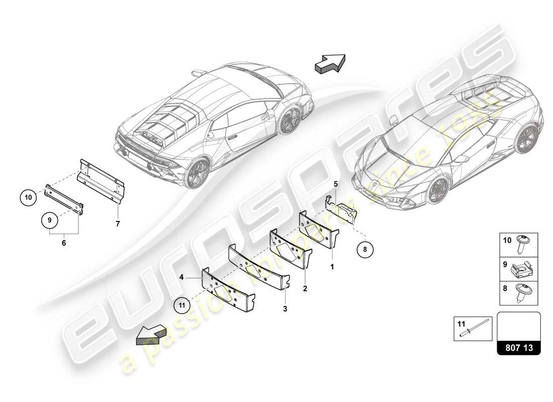 lamborghini evo coupe 2wd (2020) licence plate holder part diagram