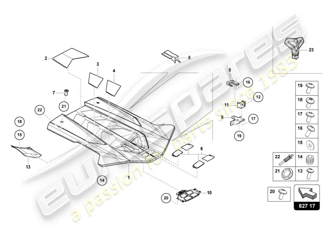 lamborghini sian (2021) engine compartment lid part diagram