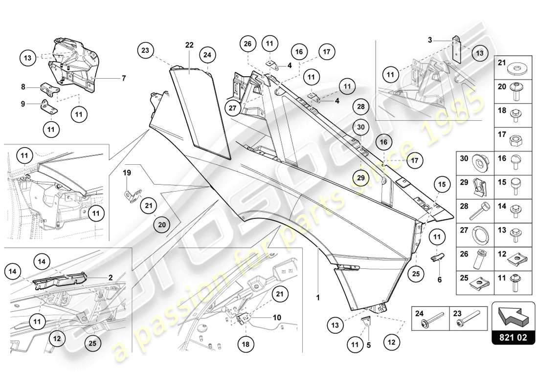 lamborghini lp720-4 coupe 50 (2014) wing protector part diagram