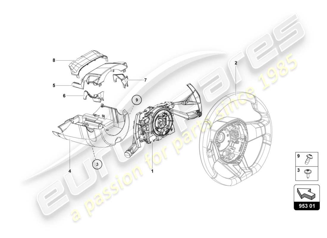 lamborghini centenario roadster (2017) rack and pinion steering part diagram