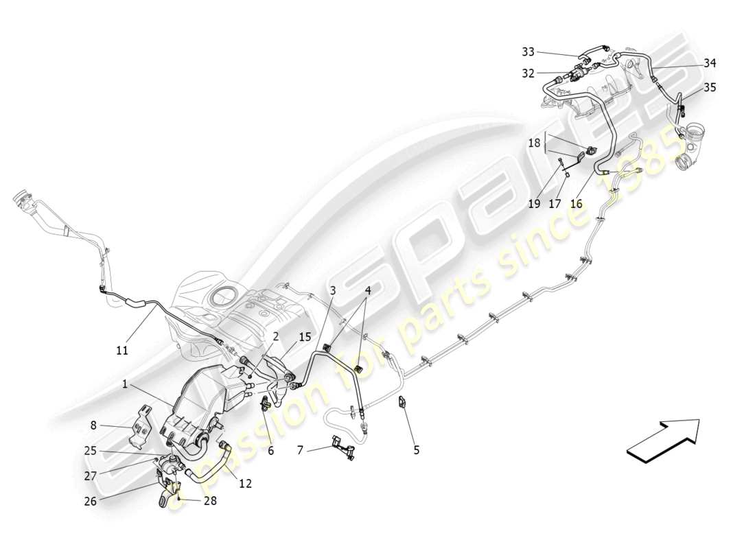 maserati levante gt (2022) fuel vapour recirculation system part diagram