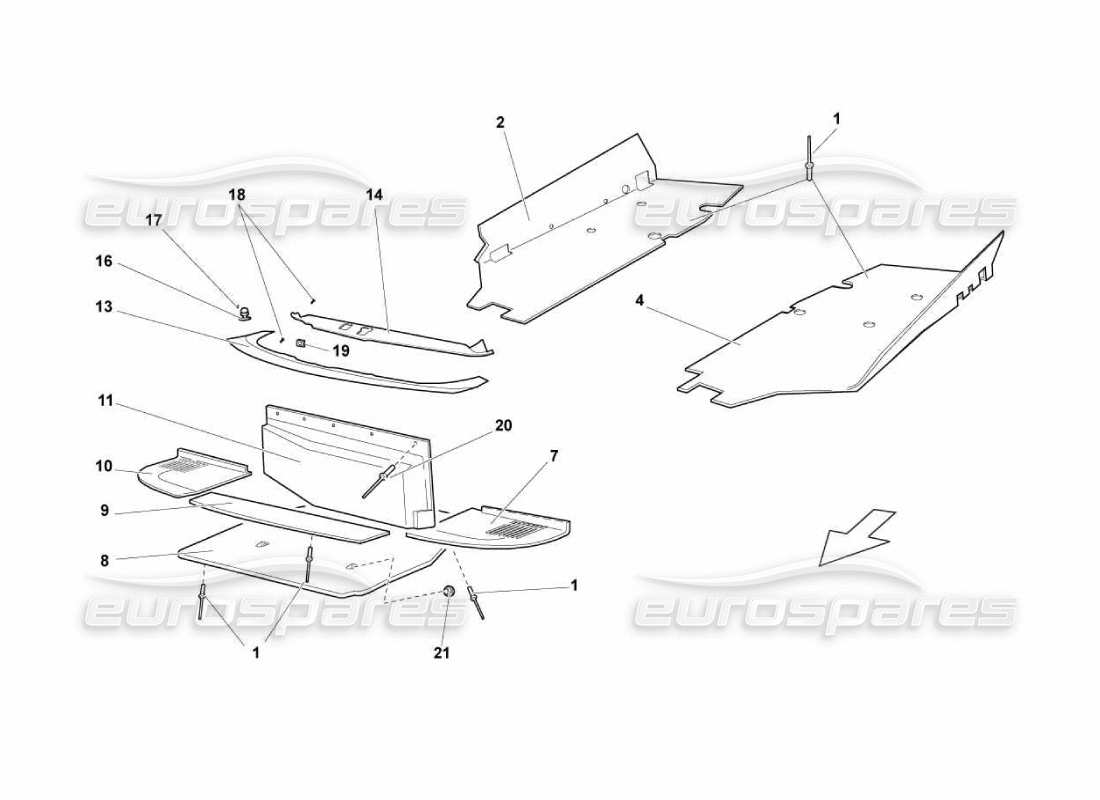 lamborghini murcielago lp670 frame floor panels parts diagram