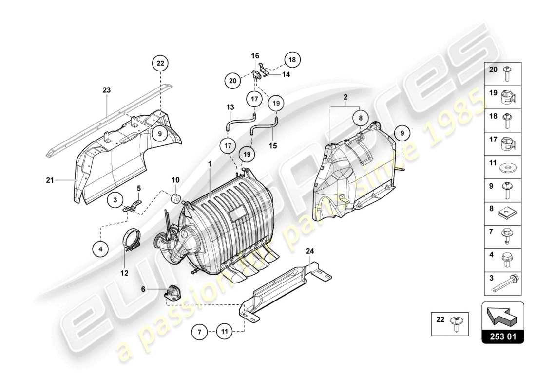 lamborghini lp750-4 sv coupe (2015) silencer with catalyst part diagram