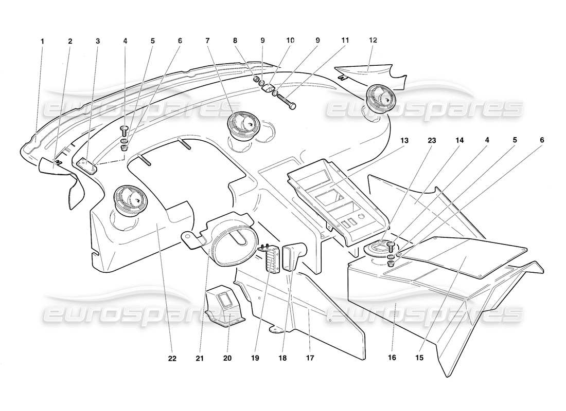 lamborghini diablo sv (1997) passenger compartment trims part diagram