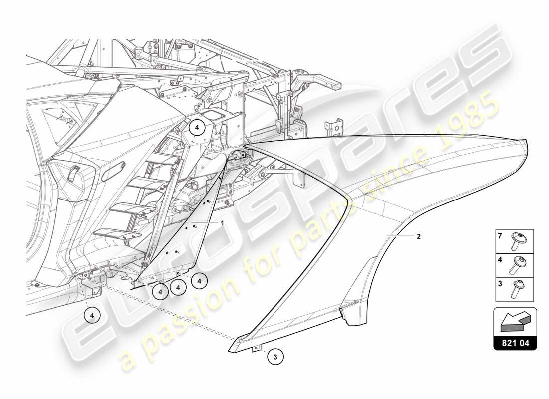 lamborghini centenario coupe (2017) wing protector rear part diagram