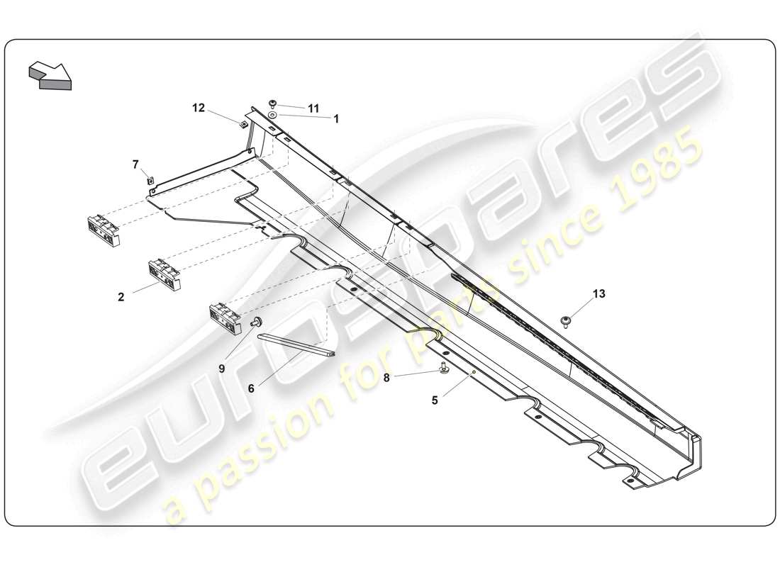 lamborghini super trofeo (2009-2014) external side member part diagram