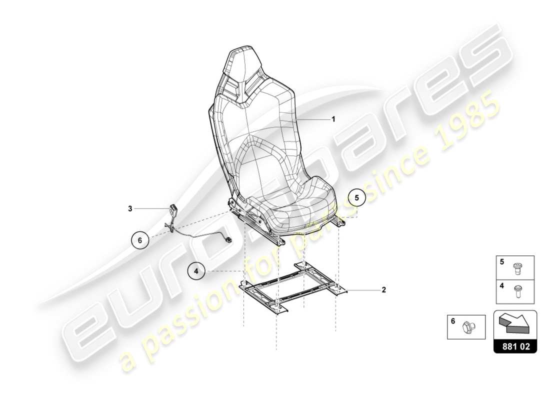 lamborghini centenario roadster (2017) sports seat part diagram