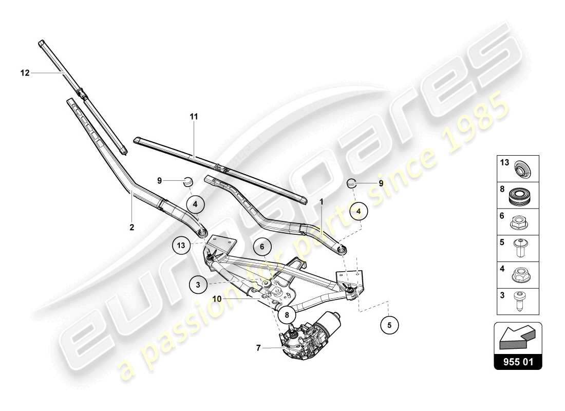 lamborghini lp720-4 coupe 50 (2014) windshield wiper part diagram