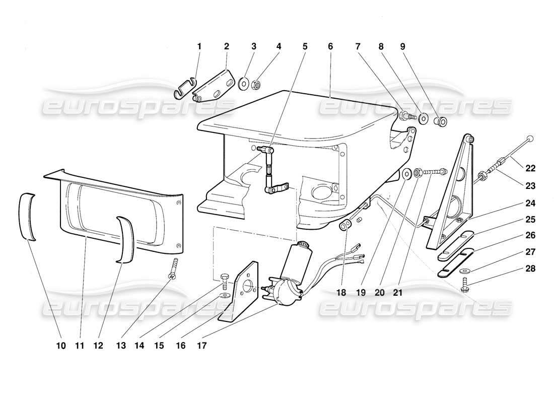 lamborghini diablo (1991) head lamp lighting system part diagram