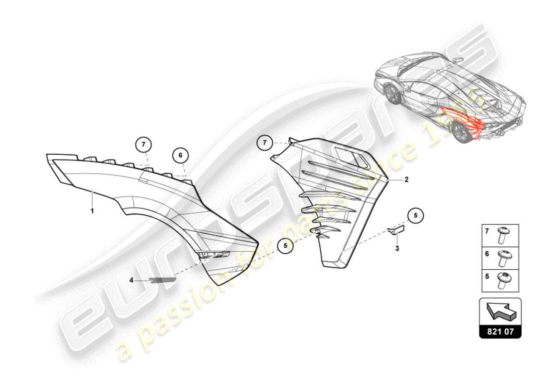 lamborghini sian (2021) lining for fender part diagram