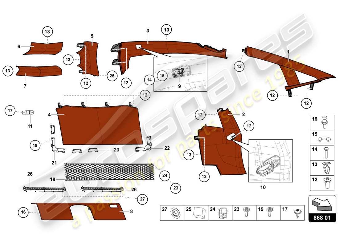 lamborghini lp720-4 coupe 50 (2014) interior decor part diagram