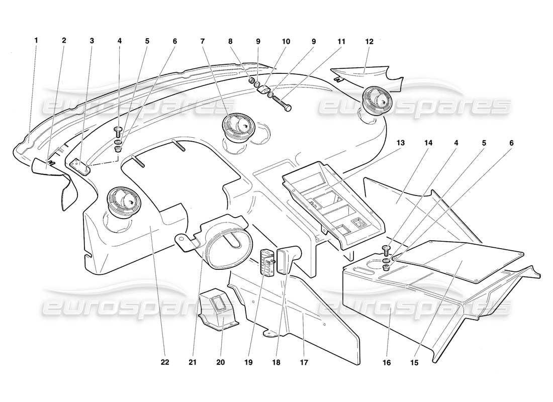 lamborghini diablo se30 (1995) passenger compartment trim part diagram