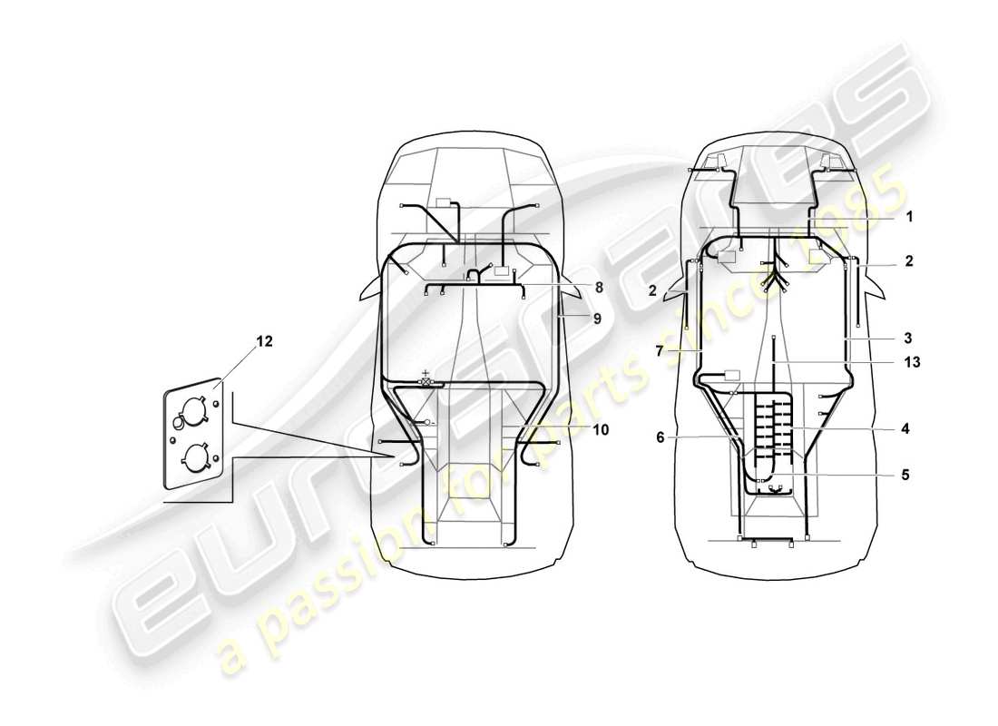 lamborghini murcielago coupe (2002) central wiring set part diagram