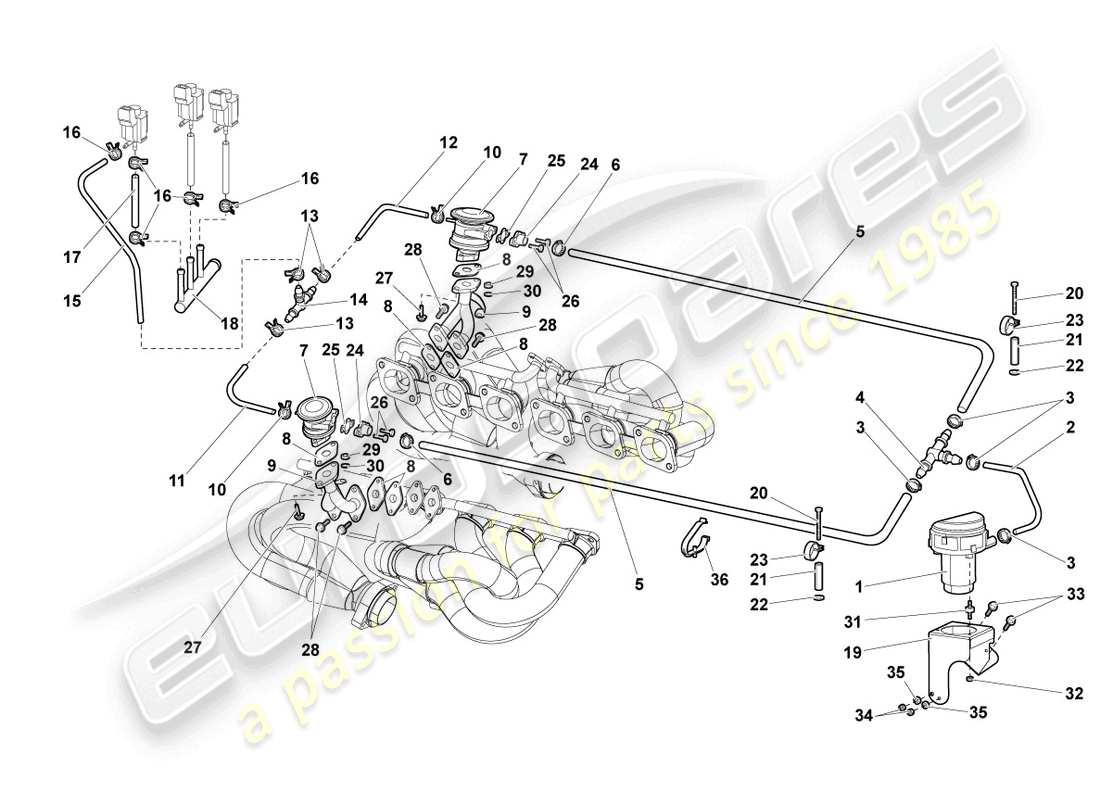 lamborghini murcielago coupe (2006) secondary air pump part diagram