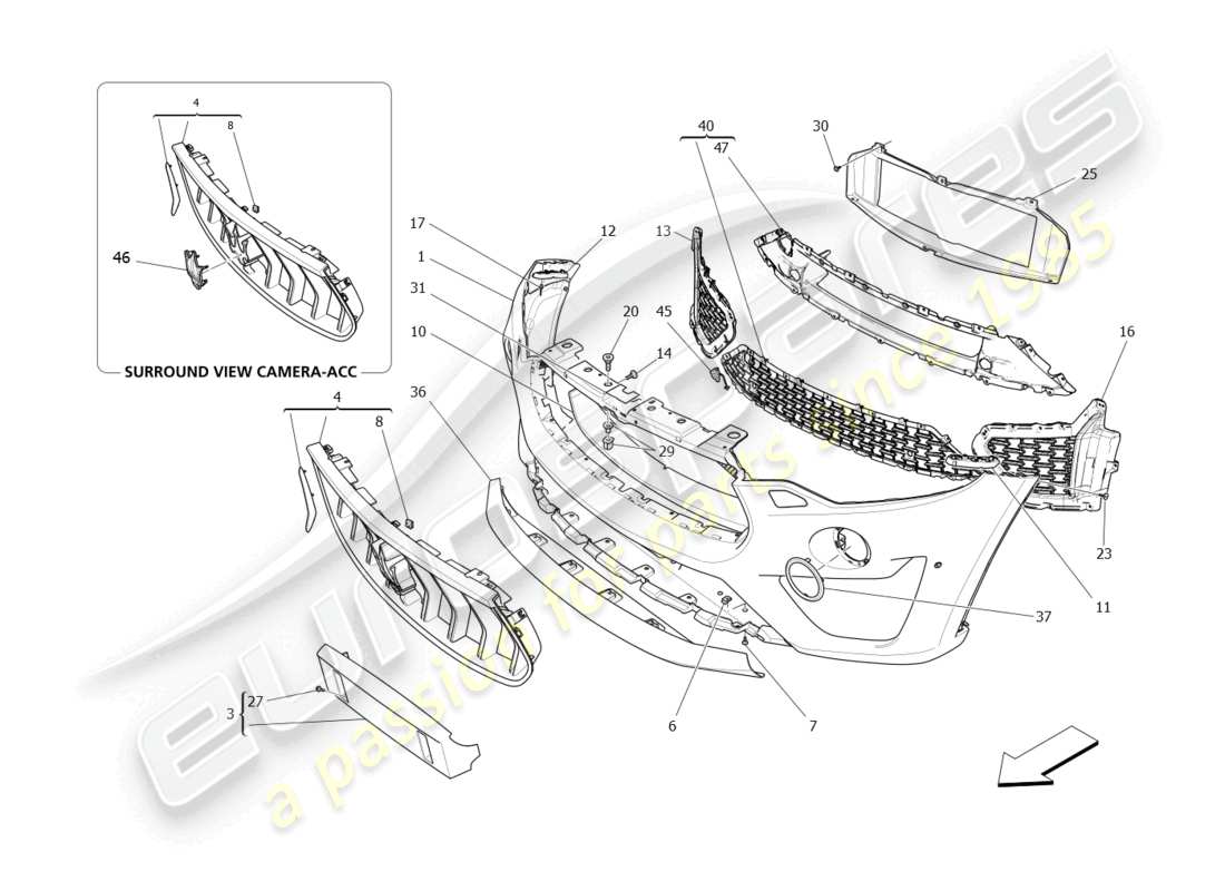 maserati levante (2020) front bumper part diagram