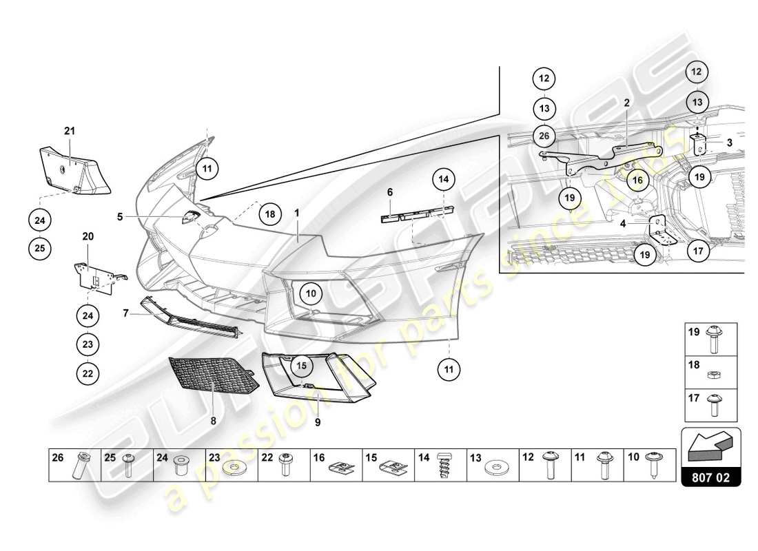 lamborghini lp700-4 roadster (2016) bumper, complete part diagram