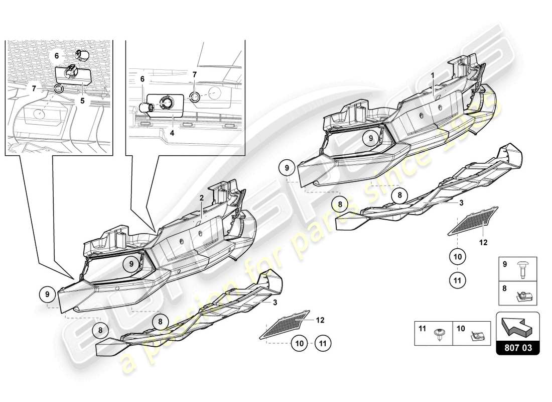 lamborghini lp700-4 roadster (2015) bumper, complete part diagram