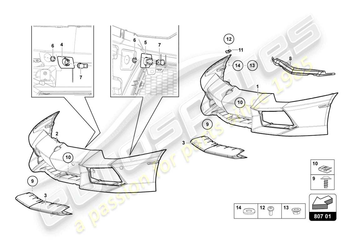 lamborghini lp700-4 roadster (2015) bumper, complete part diagram