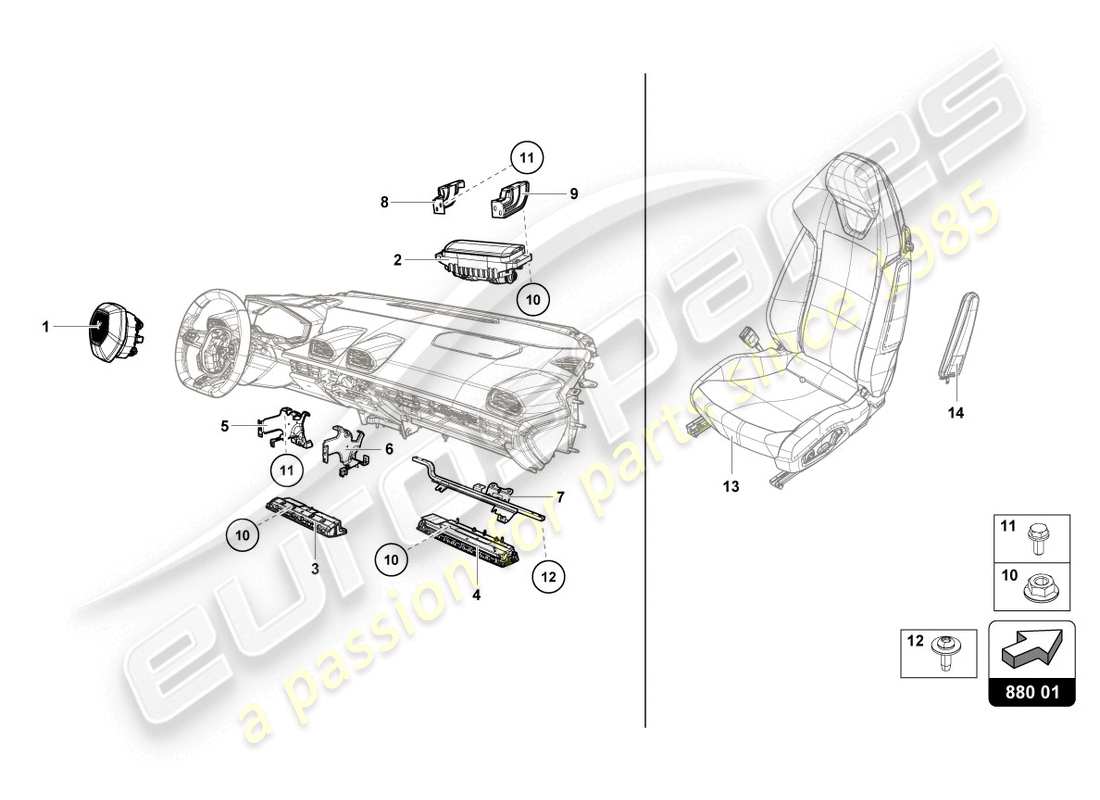 lamborghini evo coupe 2wd (2020) airbag part diagram