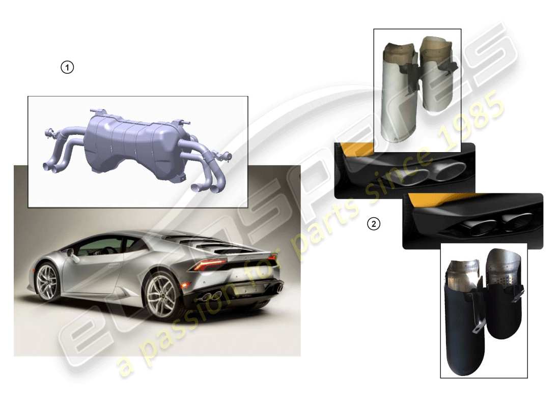 lamborghini huracan lp580-2 coupe (accessories) sport silencer part diagram