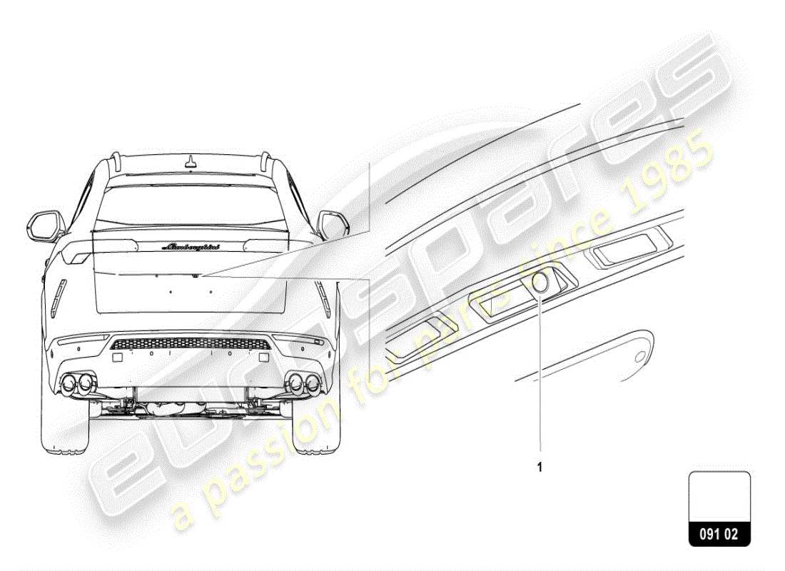 lamborghini urus (accessories) retrofit kit for reversing camera part diagram