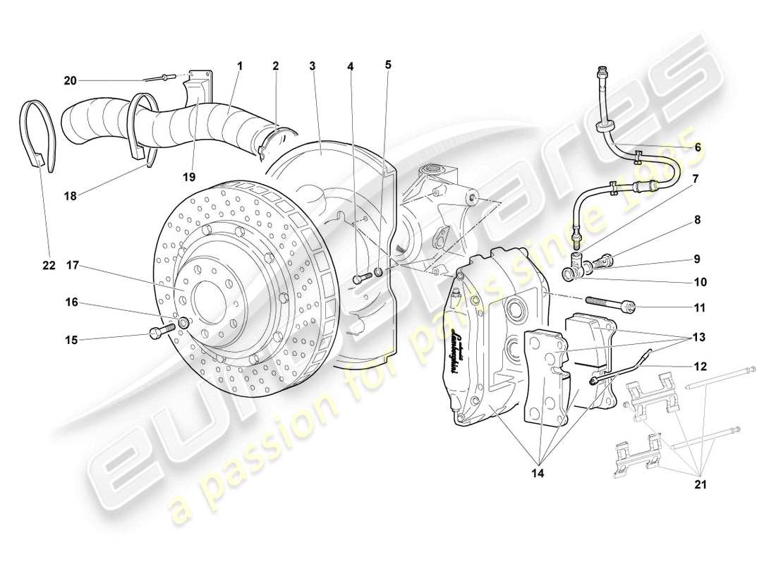 lamborghini murcielago coupe (2006) disc brake front part diagram