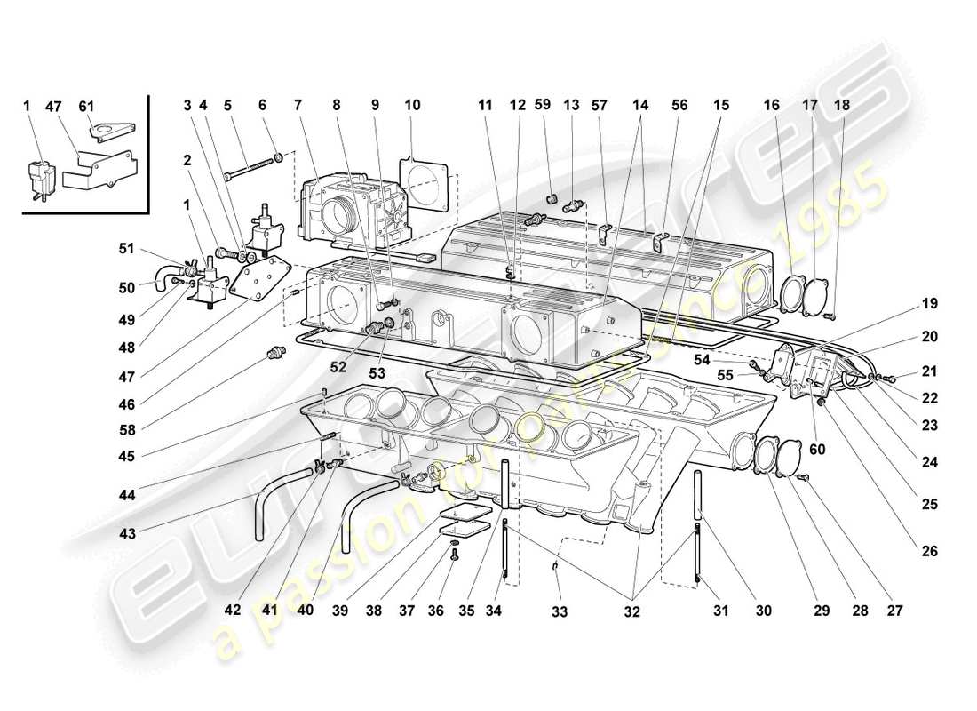 lamborghini murcielago coupe (2006) intake system part diagram