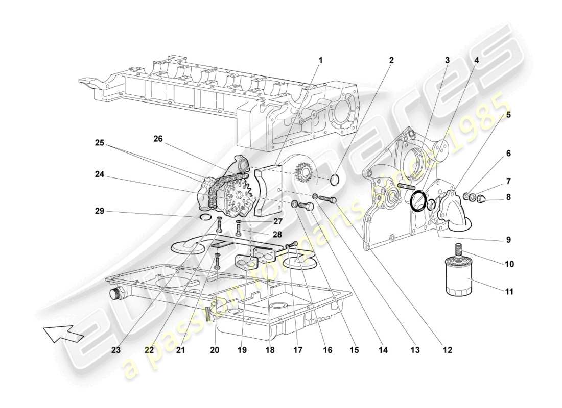 lamborghini murcielago coupe (2004) oil pump part diagram