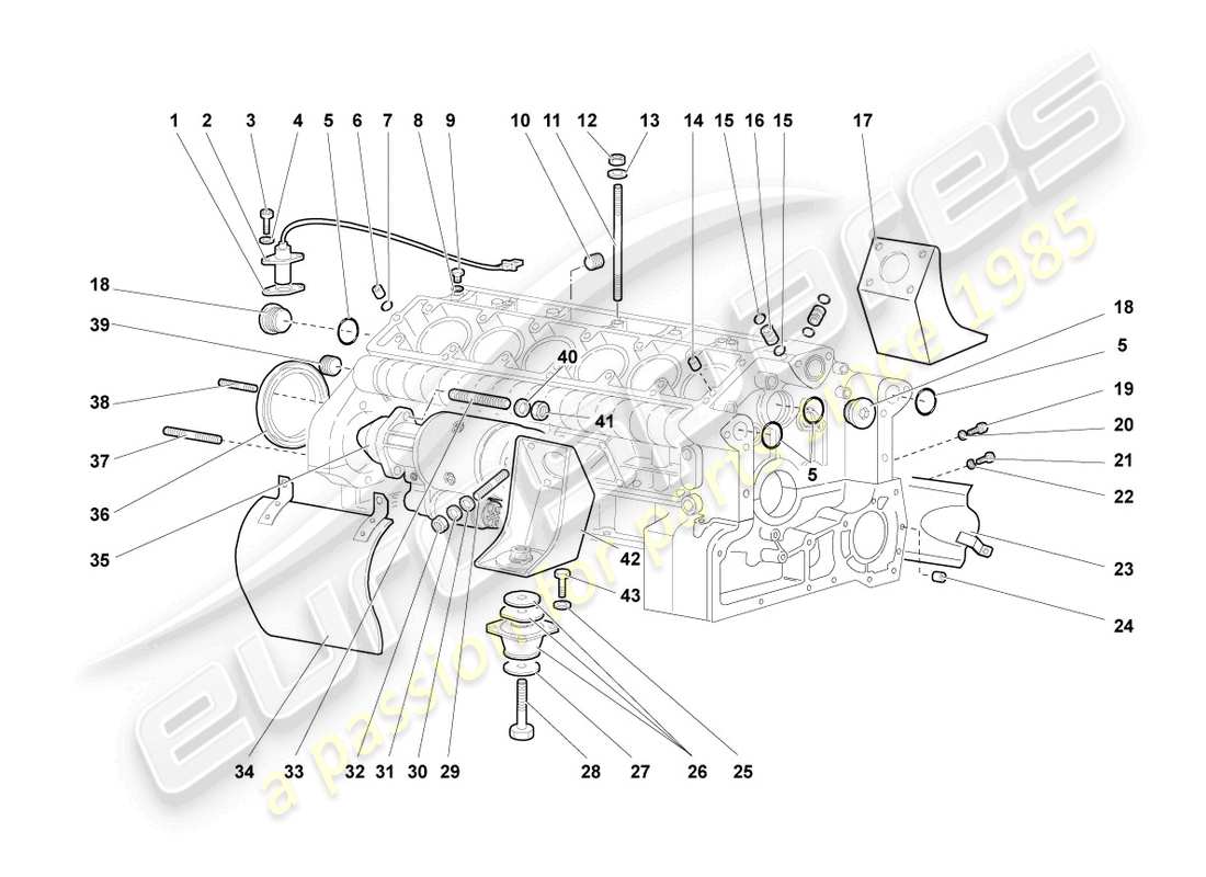 lamborghini murcielago coupe (2002) crankcase housing part diagram