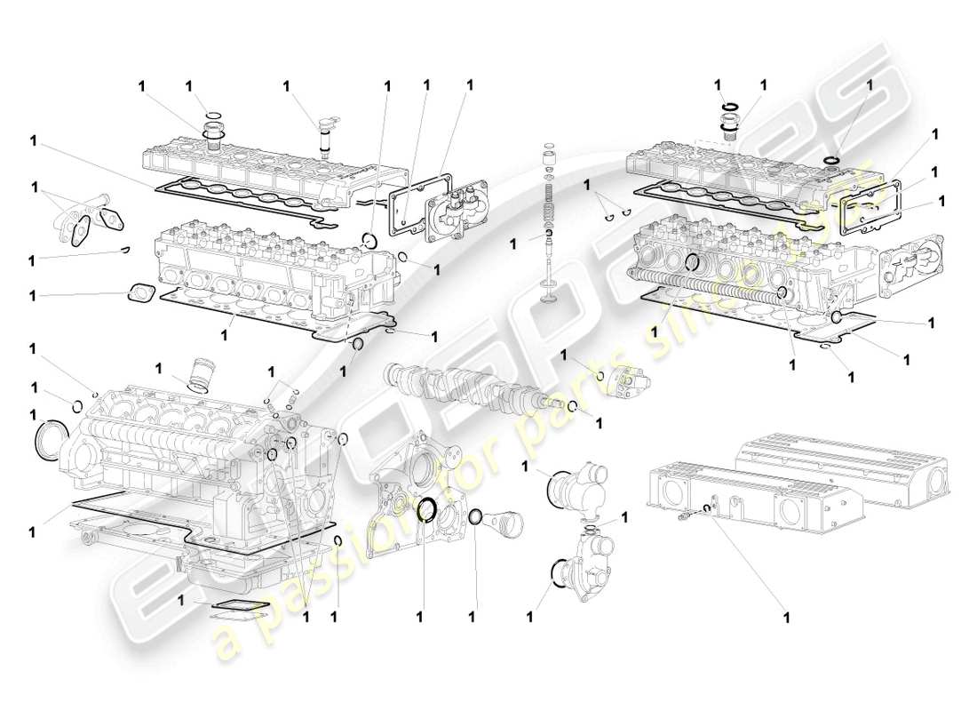 lamborghini murcielago coupe (2004) gasket set for engine part diagram