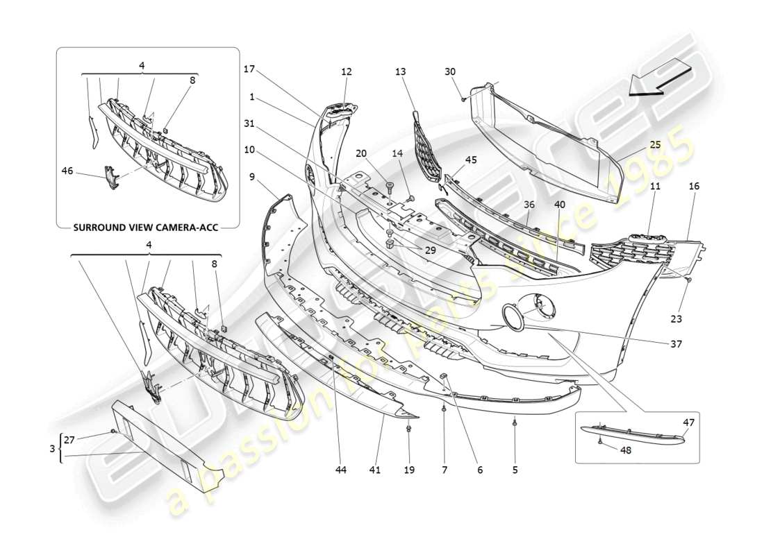 maserati levante gt (2022) front bumper part diagram