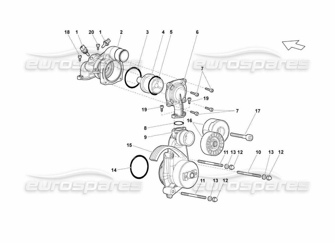 lamborghini murcielago lp670 water pump parts diagram