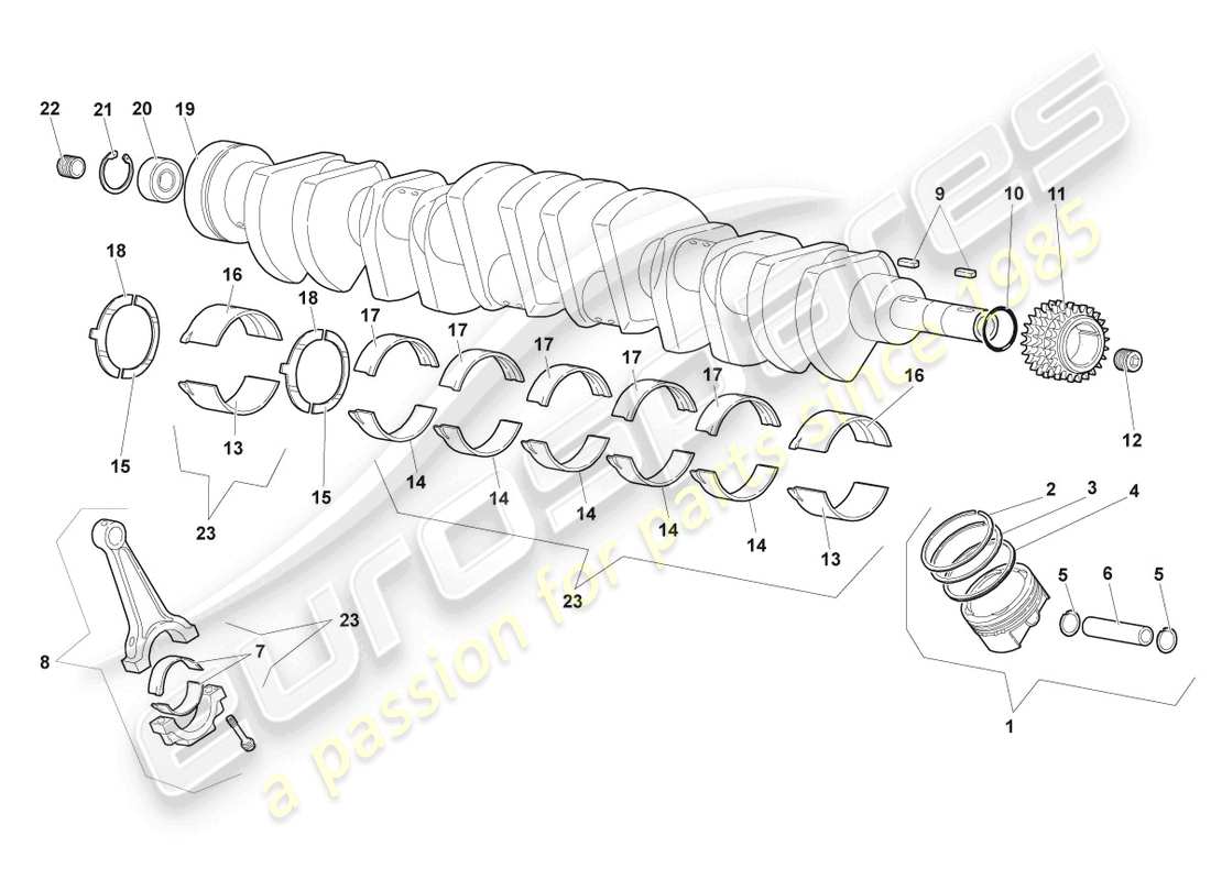 lamborghini murcielago coupe (2004) crankshaft part diagram