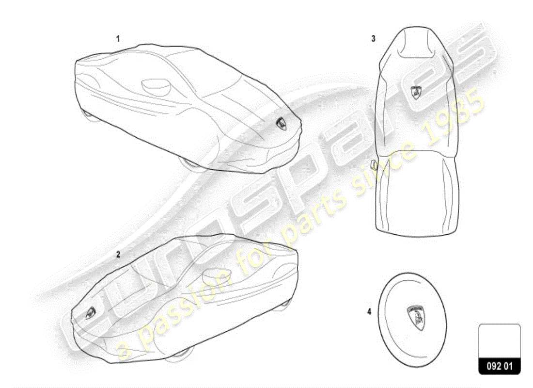 lamborghini huracan performante spyder (accessories) protector set part diagram