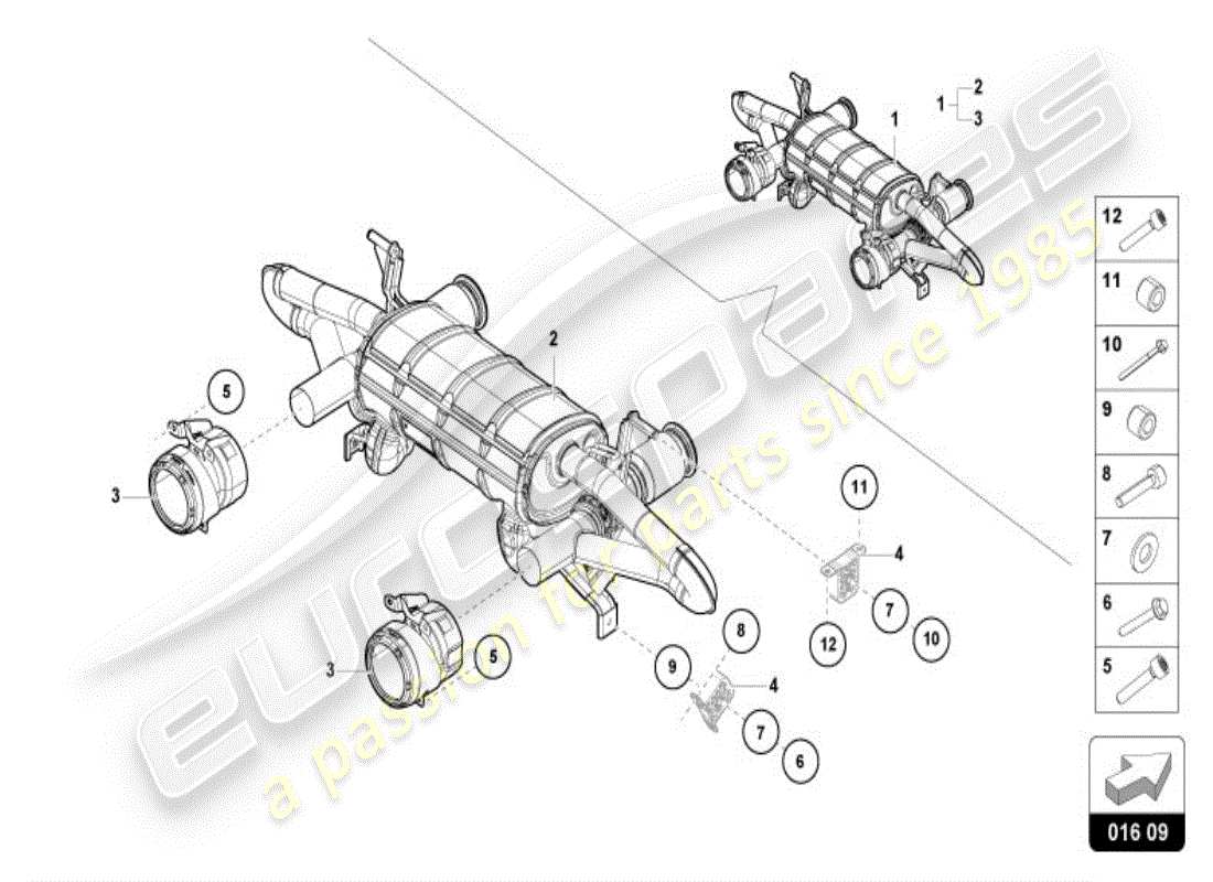 lamborghini huracan performante coupe (accessories) sports exhaust system (compl.) part diagram