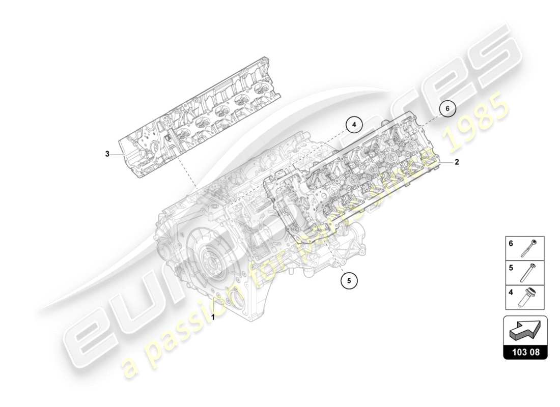 lamborghini performante coupe (2020) complete cylinder head (without camshaft and without glow plug) part diagram