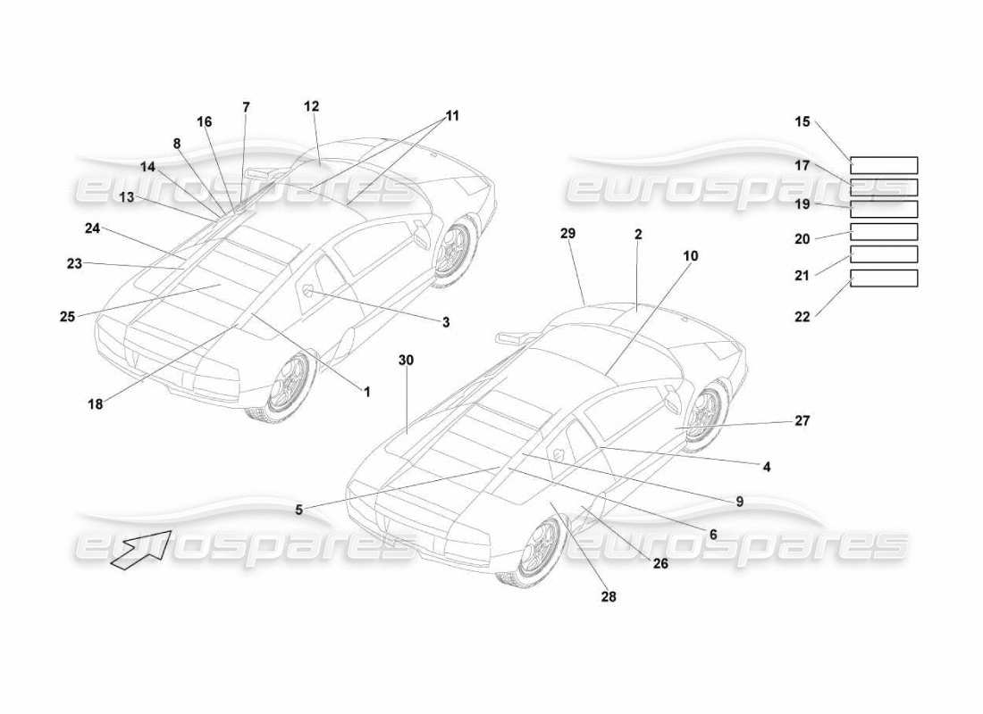 lamborghini murcielago lp670 name plates part diagram