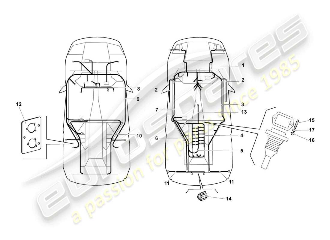 lamborghini murcielago coupe (2003) central wiring set part diagram