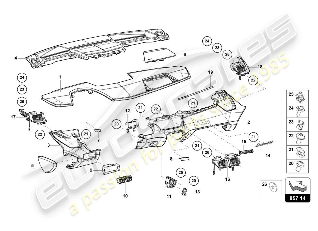 lamborghini sian (2021) dashboard part diagram