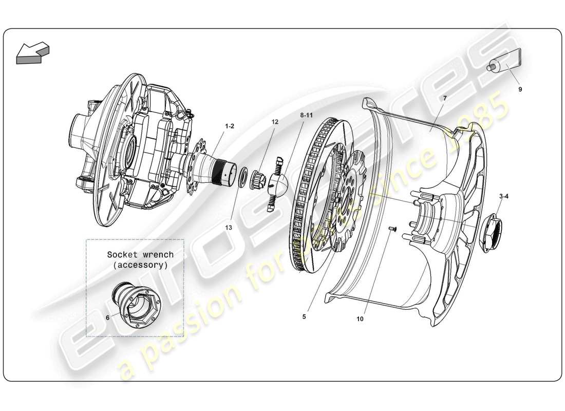 lamborghini super trofeo (2009-2014) rear monolock system kit part diagram