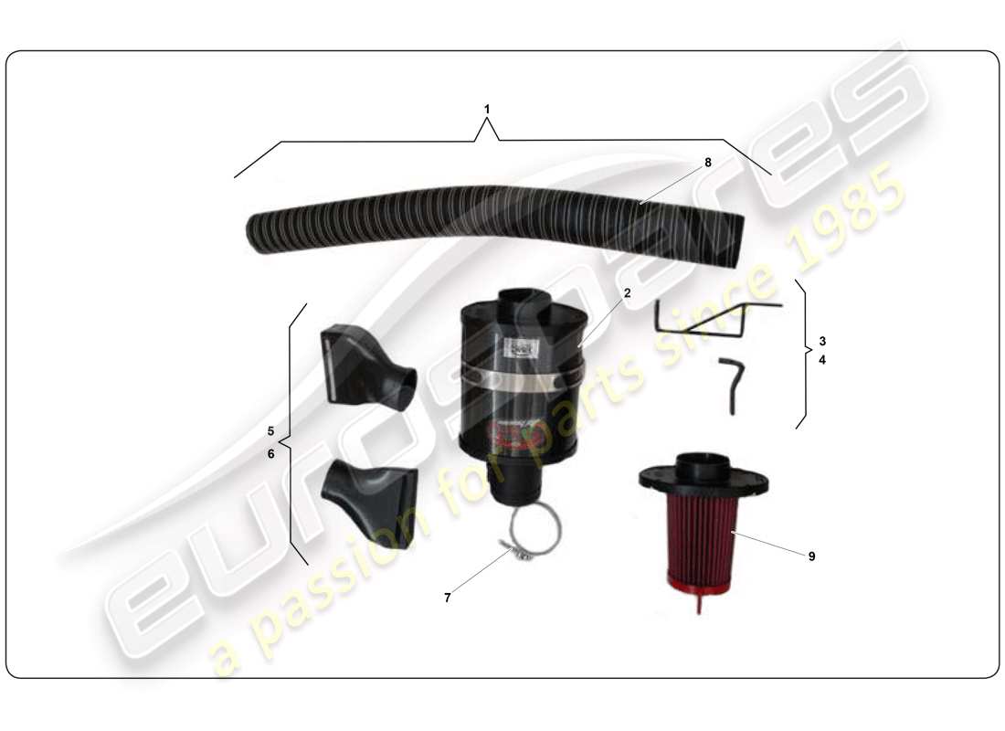 lamborghini super trofeo (2009-2014) air cleaner kit part diagram