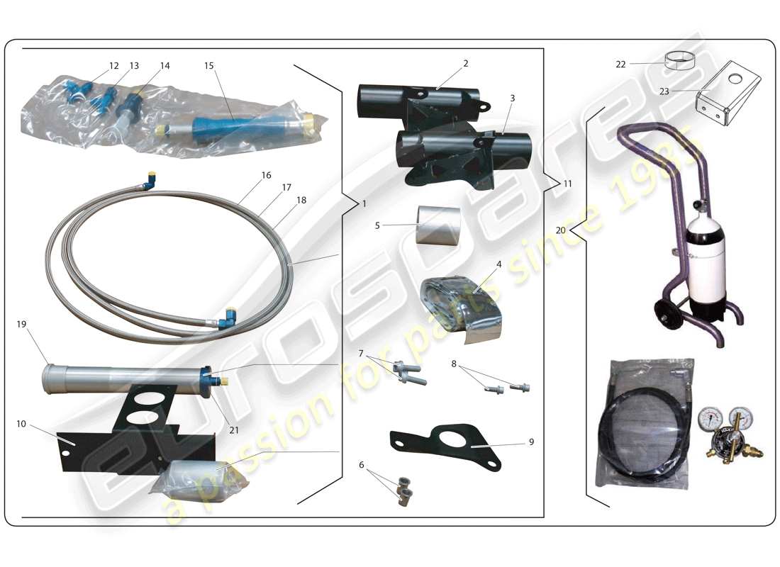 lamborghini super trofeo (2009-2014) air jack system part diagram