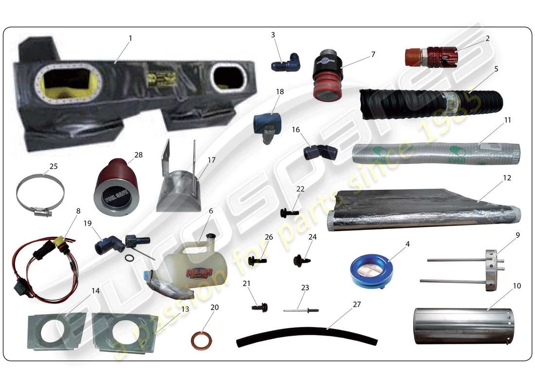 lamborghini super trofeo (2009-2014) fuel kit part diagram